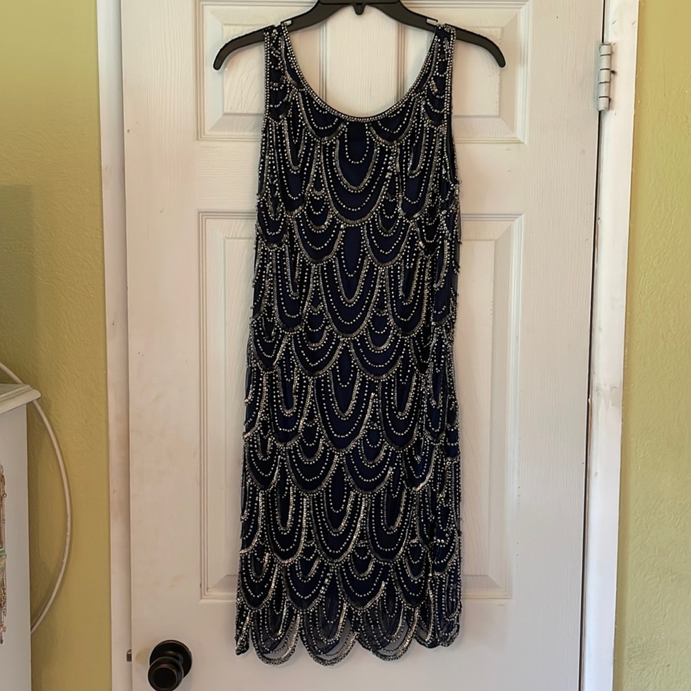 Pissarro Nights navy beaded dress
